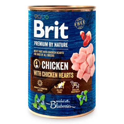 Вологий корм для собак Brit Premium By Nature Chicken with Hearts 400 г (курка) 100405/8522 фото