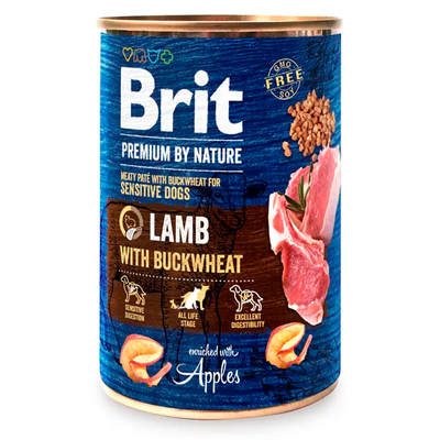 Вологий корм для собак з чутливим травленням Brit Premium By Nature Lamb with Buckwheat 400 г (ягня) 100414/8614 фото