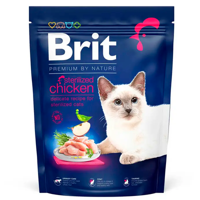 Сухий корм для стерилізованих котів Brit Premium by Nature Cat Sterilised 300 г (курка) 171846 фото