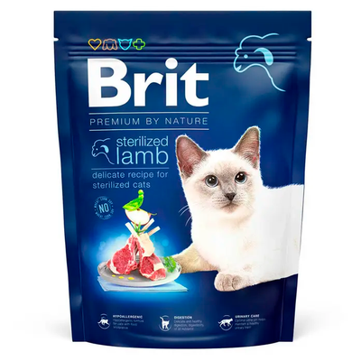Сухий корм для стерилізованих котів Brit Premium by Nature Cat Sterilized Lamb 300 г (ягня) 171847 фото